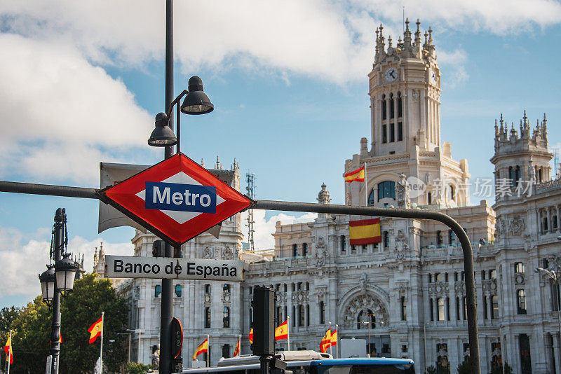 西班牙马德里的Banco de España地铁站标志